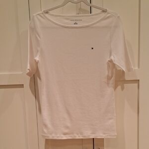 NWOT - Tommy Hilfiger White Cotton 1/2 Sleeve Tee